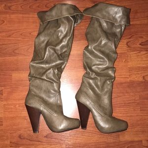 Over the knee high heel boots